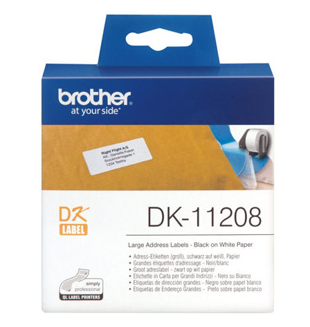 BROTHER DK11208 suuri osoitetarra kork 38mm x 90mm, 400 kpl/rulla