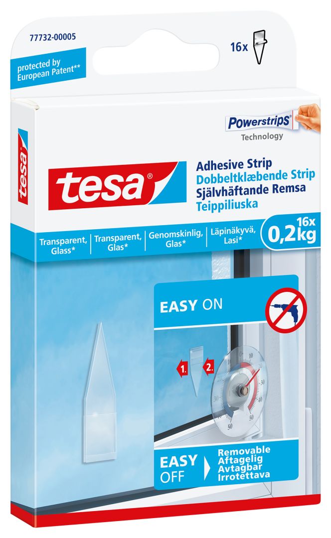 Tesa Powerstrips självhäftande remsa 16 st 0,2kg genomskinlig
