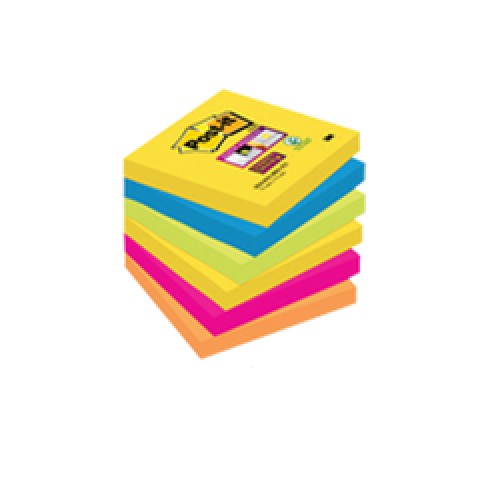 Post-it® Super Sticky Notes RIO DE JANEIRO -färg, 76×76 mm ,6 block/pkt, 6546SSRIO