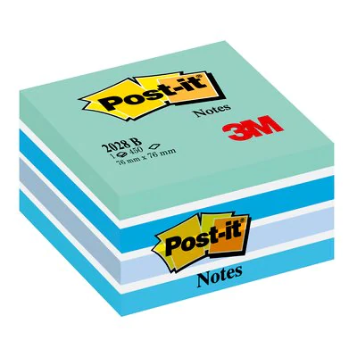 Post-it® Notes kub, Pastel Blue, 76mm × 76mm, 450 blad