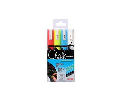 Lasi/liitutaulukynä Uni Chalk Marker PWE-5M pyöreä 4 väriä