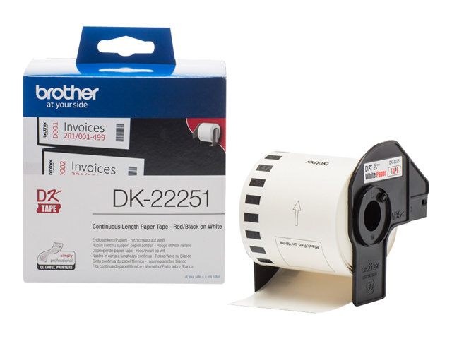 DK22251 Continuous tape 62mm BK-RED/WHITE