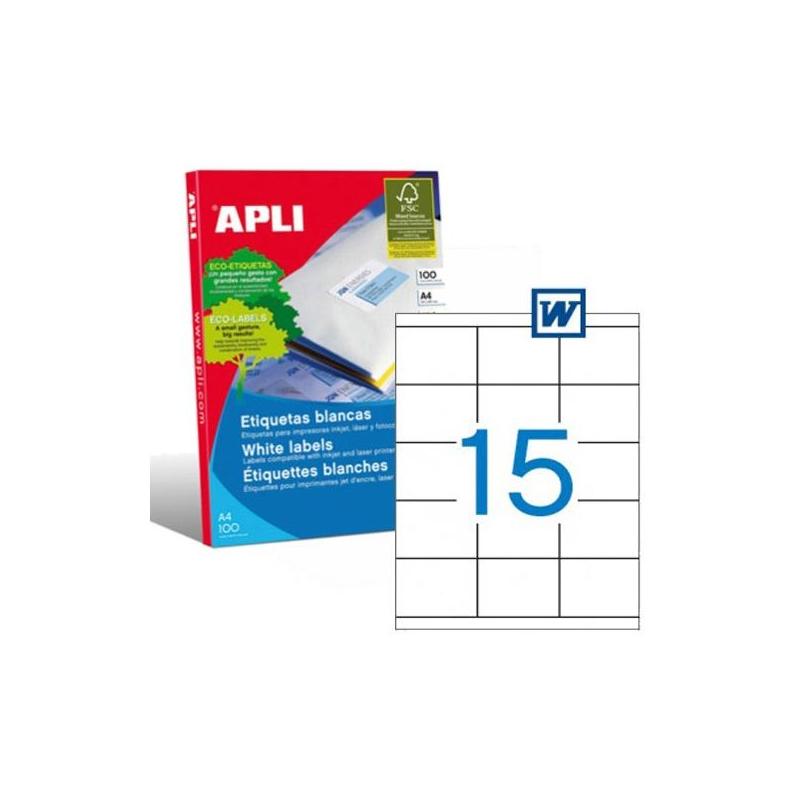 Apli 1295 etikett, 15-del, 70x50,8mm 100 ark/pak