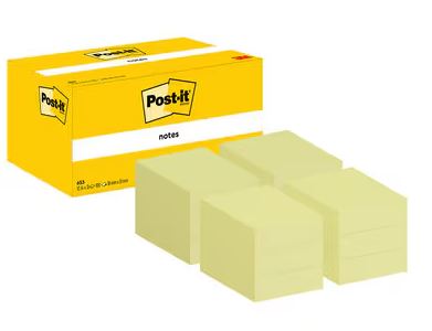 Post-it® Viestilappu Canary Yellow, 38x51mm, 100 arkkia/lehtiö, 12 lehtiötä/pkt