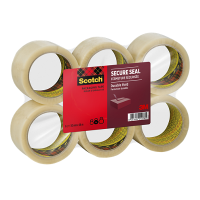 Scotch® Secure Seal -pakkausteippi, kirkas, 50 mm x 66 m, 6 rll/pkt