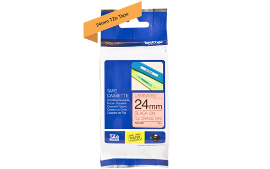 TT BROTHER TZEB51 tape cassette signal orange black 24mmx8m laminate for P-touch 210E 220 300 310 340 340C 350 540